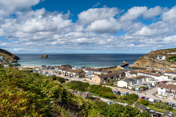 Fototapeta na wymiar view of the idyllic seaside village of Portreath in northern Cornwall