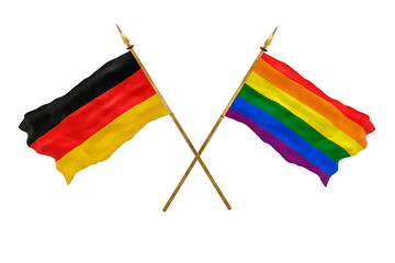 Background for designers. National Day. 3D model National flags  of Germany and Gay Pride