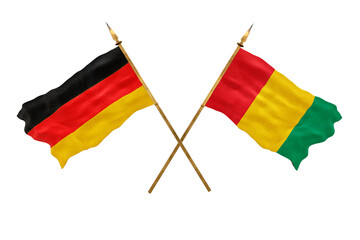Background for designers. National Day. 3D model National flags  of Germany and Guinea