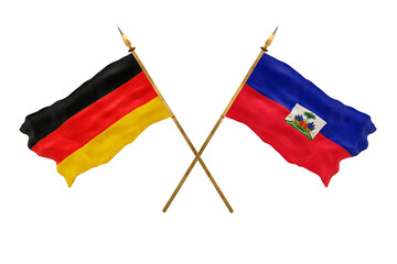 Background for designers. National Day. 3D model National flags  of Germany and Haiti