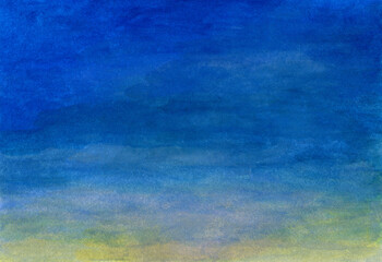 絵の具で描いたブルーのグラデーションの背景素材