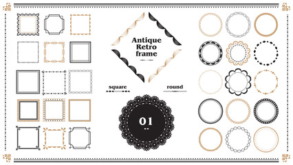 レトロでヴィンテージなクラシックアンティークフレームデザイン01　飾り枠のイラスト素材