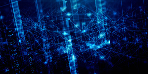 2d illustration Abstract futuristic electronic circuit technology background