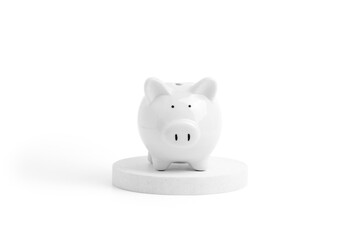 piggy bank isolate on white background, closeup. front view with Space for text.