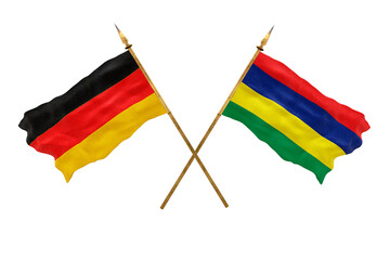 Background for designers. National Day. 3D model National flags  of Germany and Mauritius
