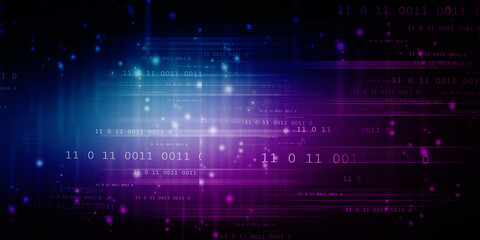 2d illustration abstract digital binary data on computer screen