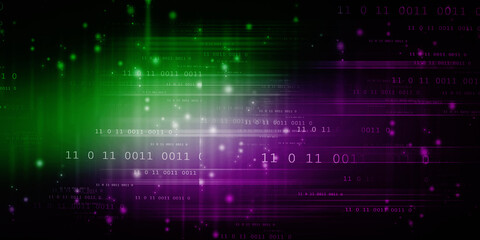 2d illustration abstract digital binary data on computer screen