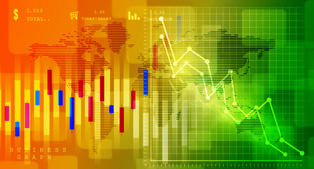 2d rendering Stock market online business concept. business Graph 