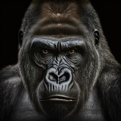 Obraz premium Gorilla isoliert auf schwarzem Hintergrund 3D Rendering