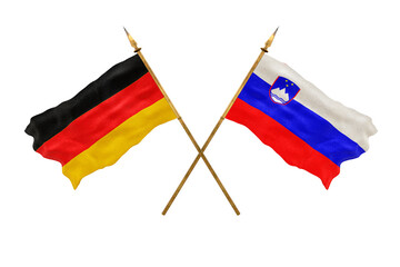 Background for designers. National Day. 3D model National flags  of Germany and Slovenia