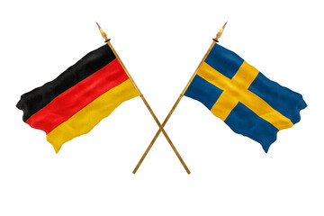 Background for designers. National Day. 3D model National flags  of Germany and Sweden