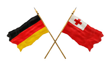 Background for designers. National Day. 3D model National flags  of Germany and Tonga