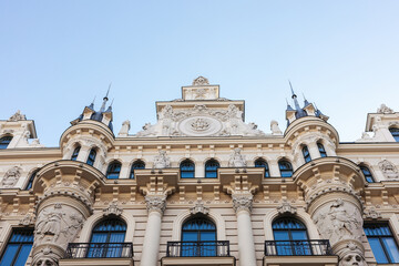 Fototapeta na wymiar Art Nouveau building in Riga, Latvia