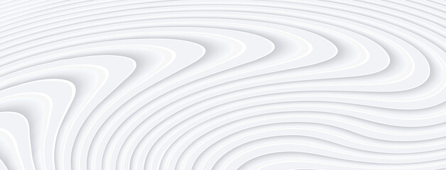 Fototapeta na wymiar White abstract background, 3d white grey stripes, elegant wavy striped pattern, 3D vector backdrop illustration.