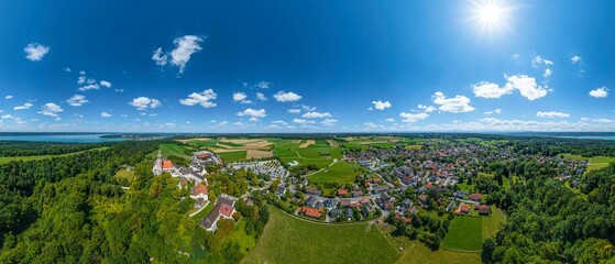 Ausblick auf Erling und das Benediktinerkloster Andechs