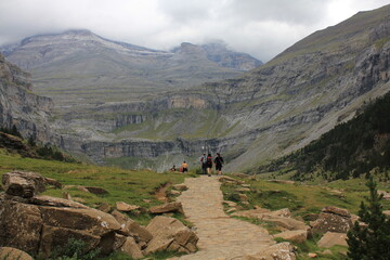 Nice day excursion with waterfalls and mountains in the Ordesa y Monteperdido National Park in Aragon