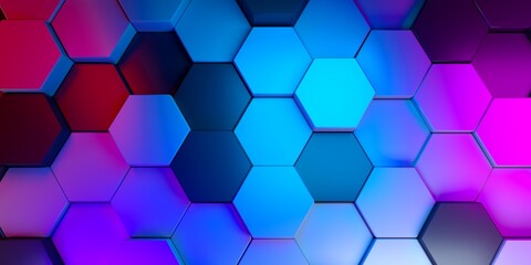 3D image of a decorative panel from multi-colored hexagons. Background and texture