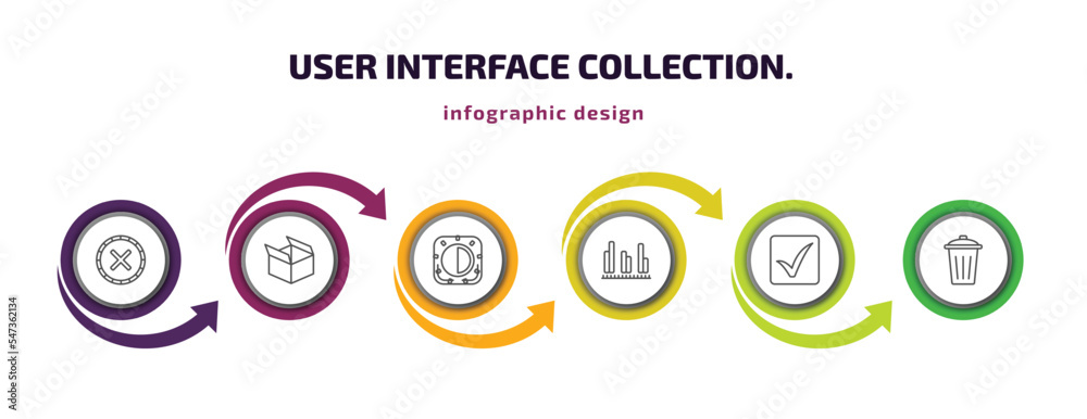 Poster user interface collection. infographic template with icons and 6 step or option. user interface coll