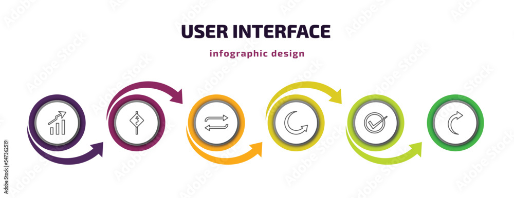 Poster user interface infographic template with icons and 6 step or option. user interface icons such as ar