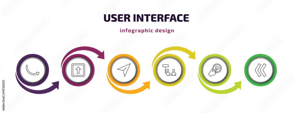 Poster user interface infographic template with icons and 6 step or option. user interface icons such as ro