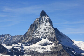 Majestic and impressive Matherhorn with snow