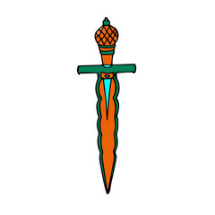 Ancient knight's blade. Illustration of a sword for combat, games.