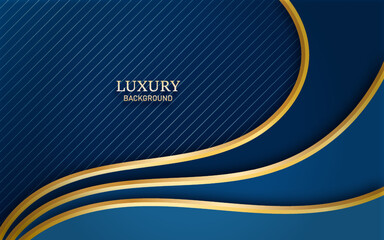 Abstract blue and gold wavy overlap layer. Vector Illustration. Luxury style