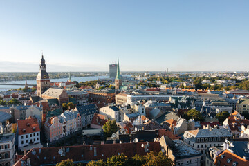 Fototapeta na wymiar View over the city of Riga in Latvia