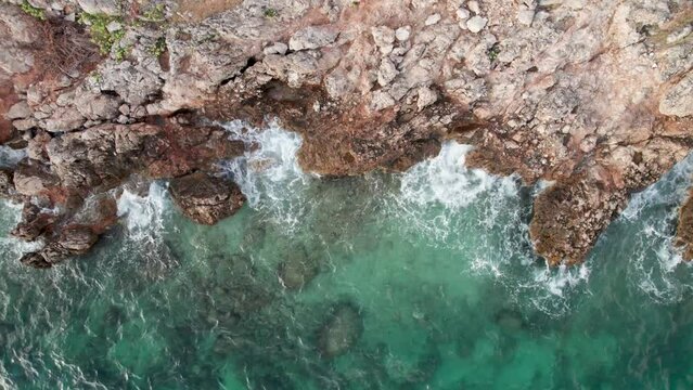 Idyllic turquoise beach aerial view, Malinska on Island of Hvar, Croatia