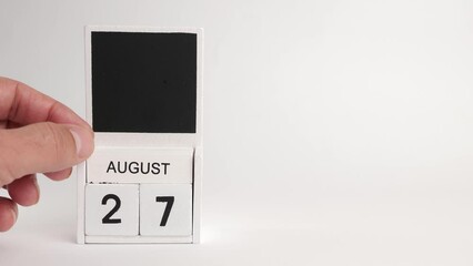 Calendar with the date August 27 and a place for designers. Illustration for an event of a certain date.