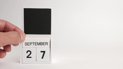 Calendar with the date September 27 and a place for designers. Illustration for an event of a certain date.