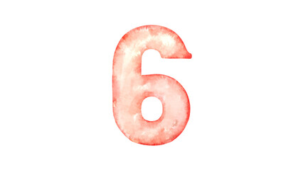 数字の6の水彩風背景透過イラスト