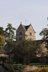 Fototapeta na wymiar church on the hill, Touches in burgundy 