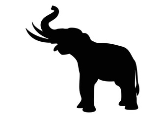 Black elephant silhouette. Vector shadow. Black elephant art illustration silhouette on a white background