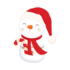 Happy snowman on white background