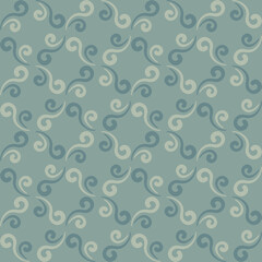 Seamless tile pattern in traditional style. Simple abstract spiral shapes. Flat vector graphics.