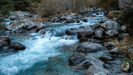 A clear autumn morning in Mello's and Masino's Valley, Lombardy northern Italy Alps