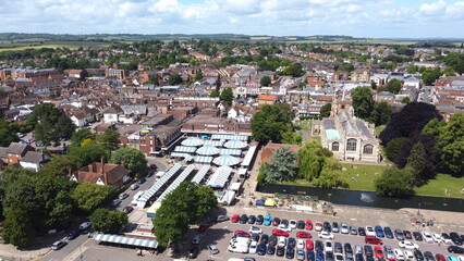Hitchin Hertfordshire, market town England UK drone aerial view.. © Air Video UK 