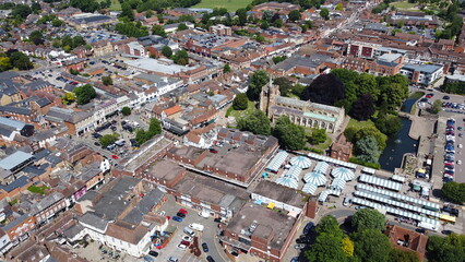 Hitchin Hertfordshire, market town England UK drone aerial view.. © Air Video UK 