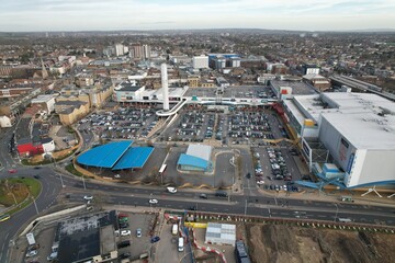 The Brewery shopping centre Romford Essex UK aerial view