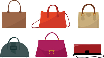 Ladies handbags fashion collection. Vector illustration of shopping and style