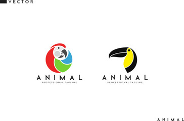 Bird logo. Abstract parrot and toucan © Aleksei_7799