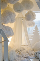 Cozy interior with canopy and clouds © aprilante