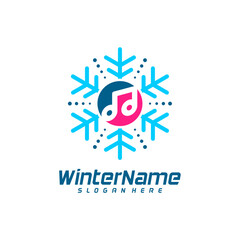 Winter Music logo template, Winter logo design vector