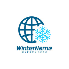 Winter World logo template, Winter logo design vector