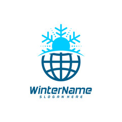 Winter World logo template, Winter logo design vector