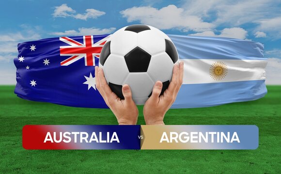 Australia vs Argentina national teams soccer football match competition concept. - Powered by Adobe