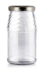 blue empty glass jar isolated on white with clipping path