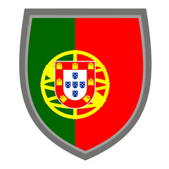 Shield with the colors of Portugal flag - original RGB color - icon portuguese shield cut out