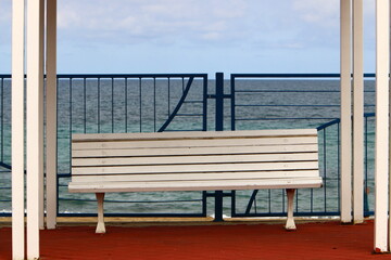 Bench for rest in a city park in Israel.